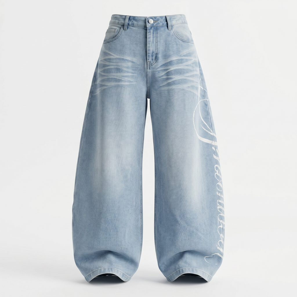 Jeans Wide Leg Letter Print
