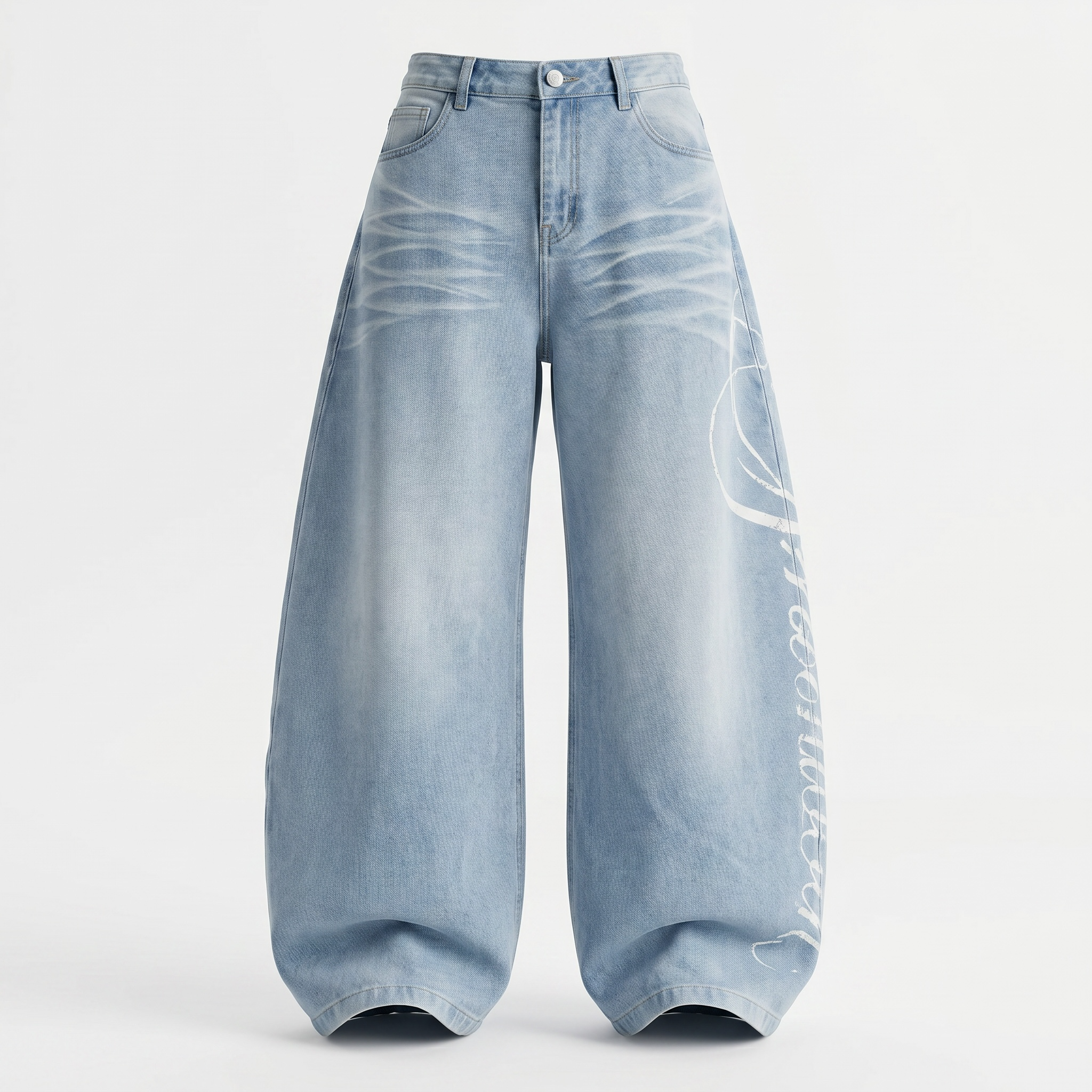 Jeans Wide Leg Letter Print