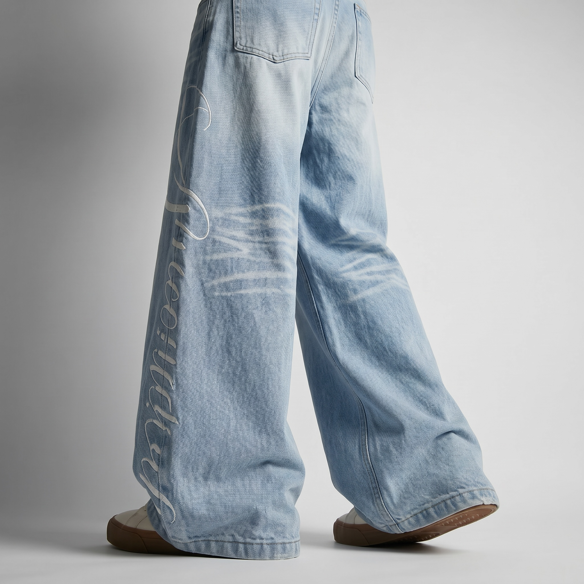 Jeans Wide Leg Letter Print