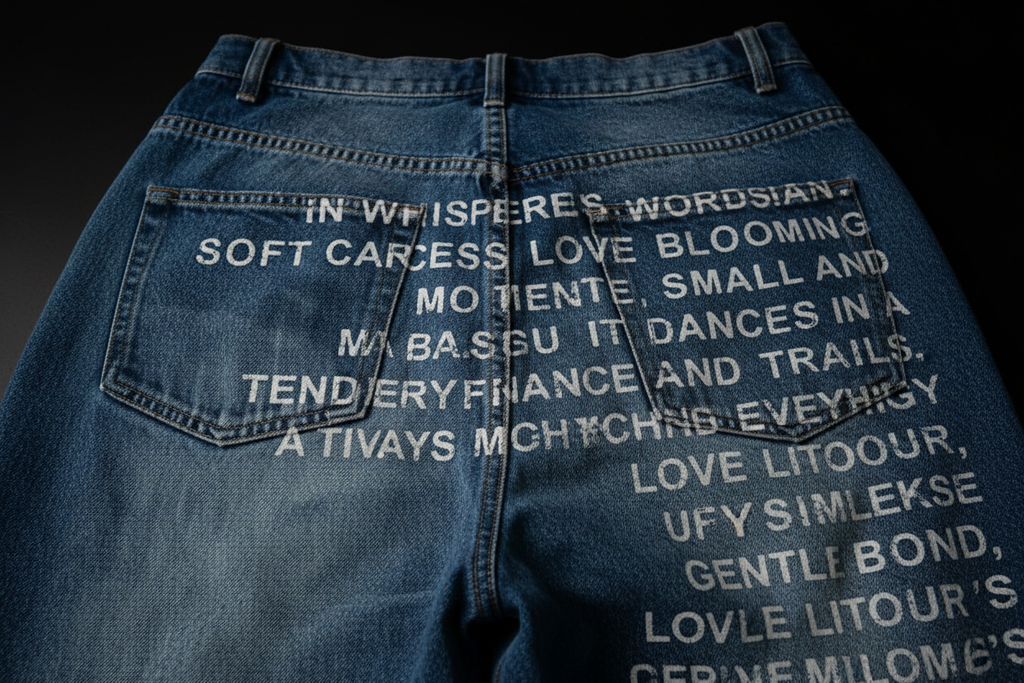 Jeans Text Print - detalle print texto