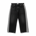 Jeans anchos negros Y2K con rayas laterales blancas