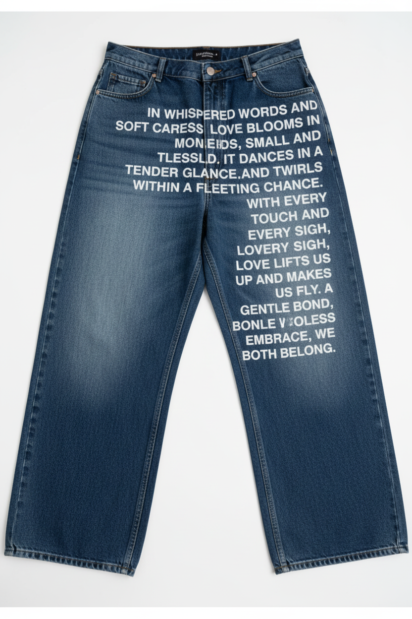 Text Print Jeans Lookbook 1