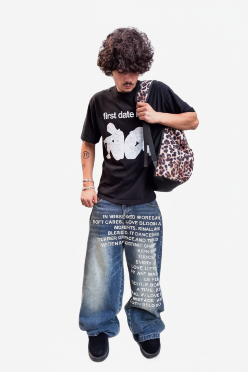 Text Print Jeans Lookbook 3